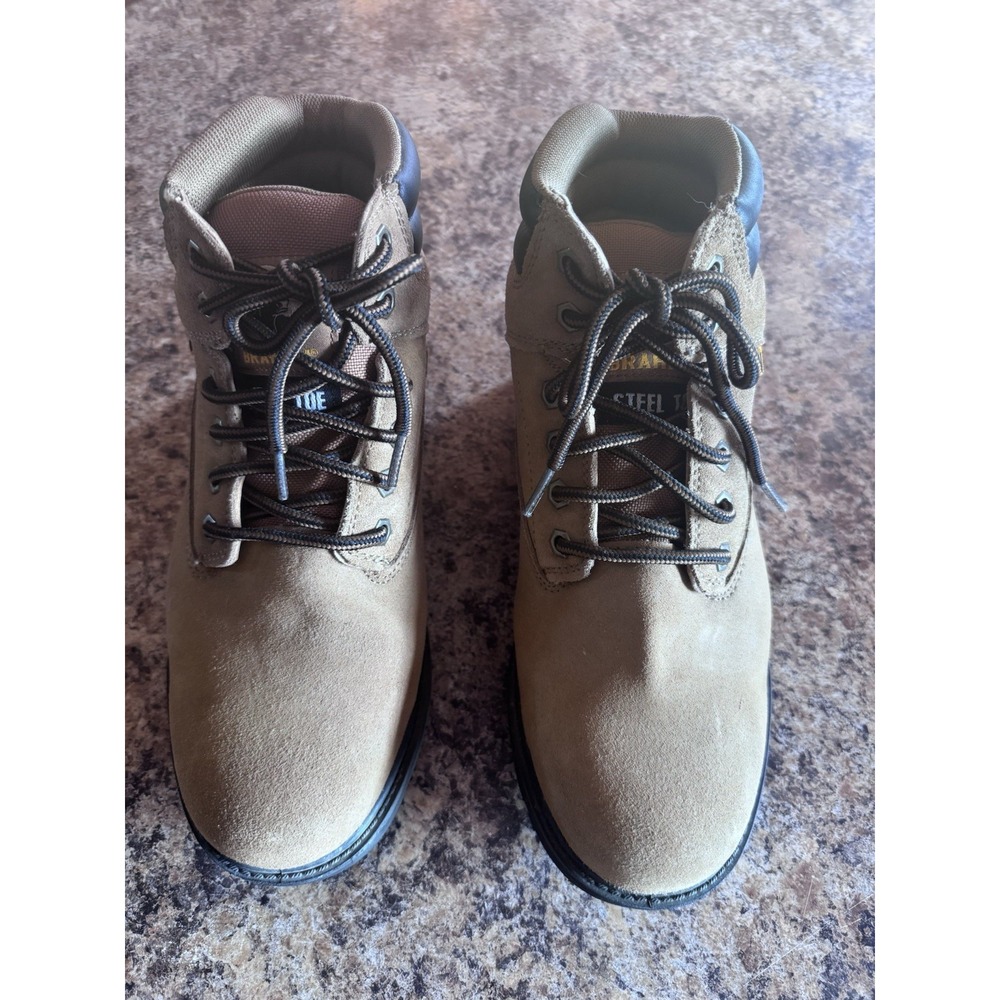 Brahma Men's Sz 8.5 Leather Waterproof 6 Inch Steel Toe Boots Padded Back Collar